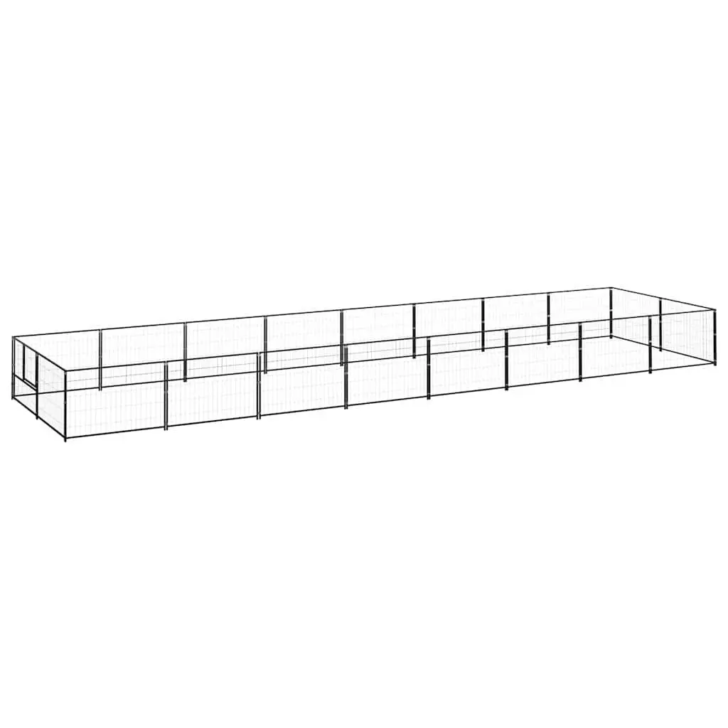 Dog Kennel Steel Wire Mesh 16m² Black Outdoor Pet Enclosure Exercise Cage