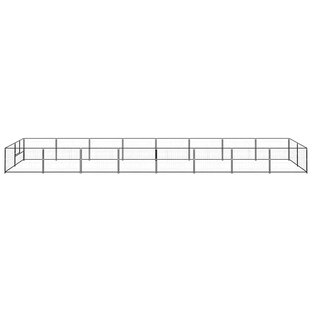 Dog Kennel Steel Wire Mesh 16m² Black Outdoor Pet Enclosure Exercise Cage