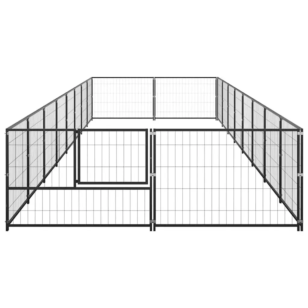 Dog Kennel Steel Wire Mesh 16m² Black Outdoor Pet Enclosure Exercise Cage