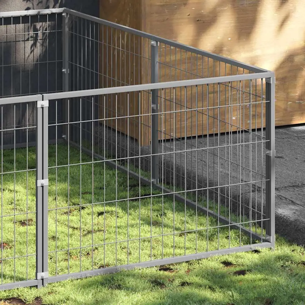 Dog Kennel 4 m² Outdoor Pet Enclosure Steel Wire Mesh Run Secure Lockable Latch