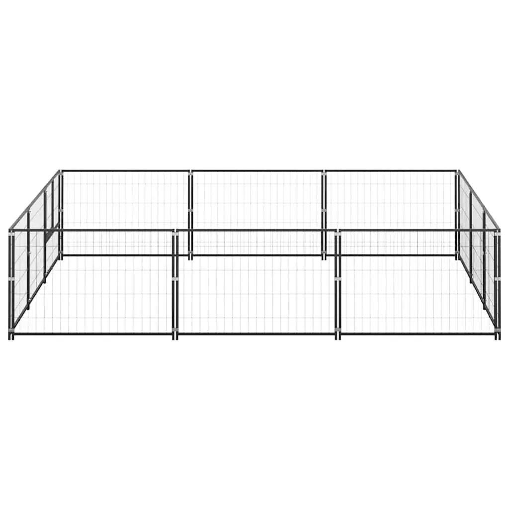 Dog Kennel Steel Wire Mesh 9m² Outdoor Black Large Run