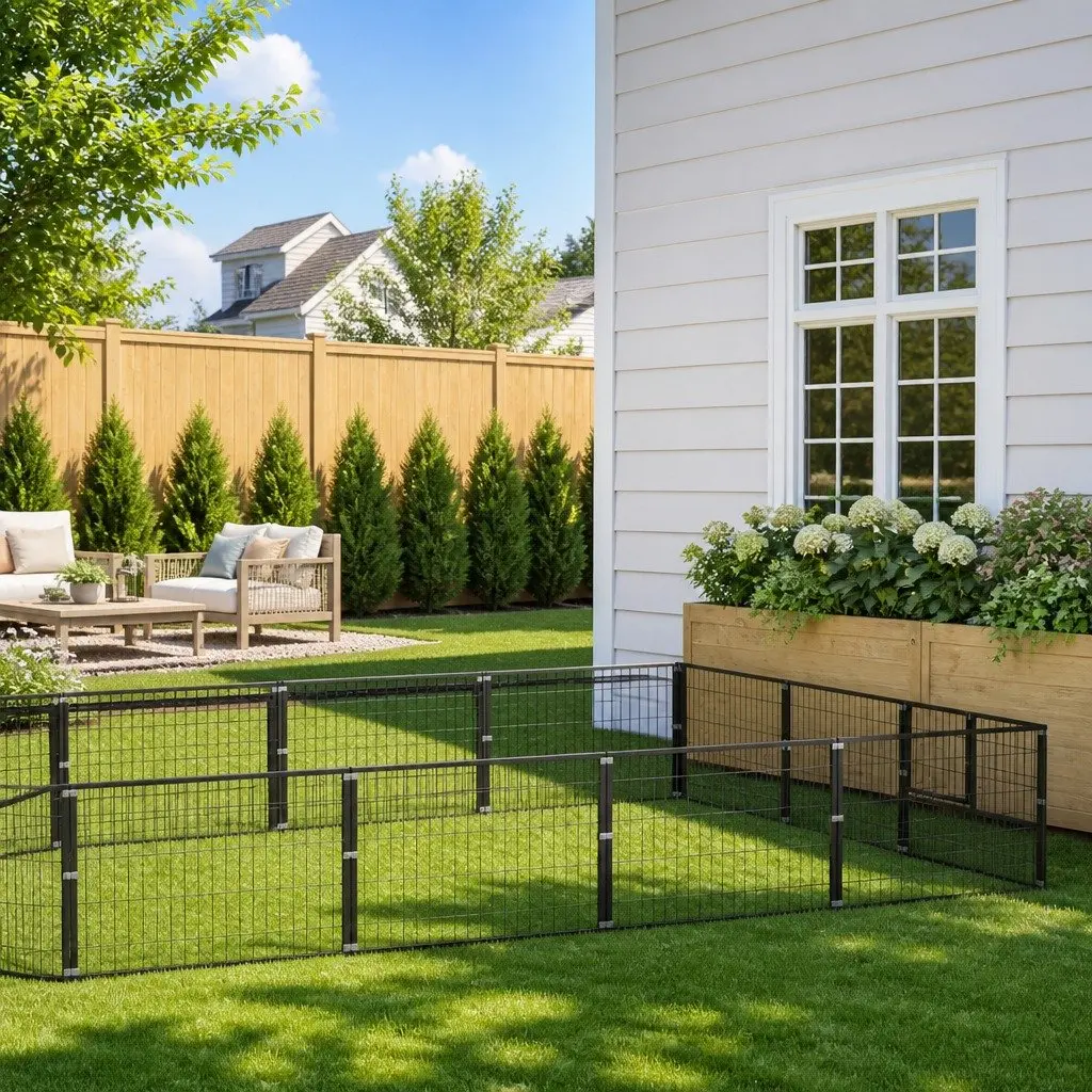 Dog Kennel Steel Wire Mesh Outdoor Enclosure 27 m² Black