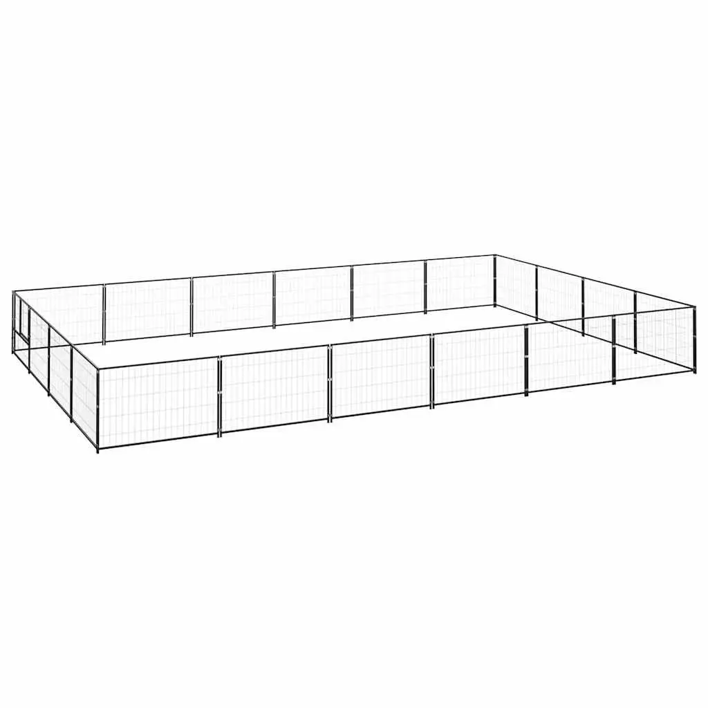 Dog Kennel Outdoor Play Enclosure Steel Wire Mesh 24 sqm Black Pet Run