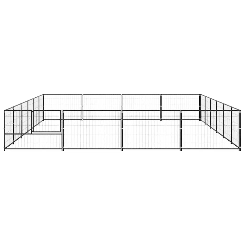 Dog Kennel Outdoor Play Enclosure Steel Wire Mesh 24 sqm Black Pet Run