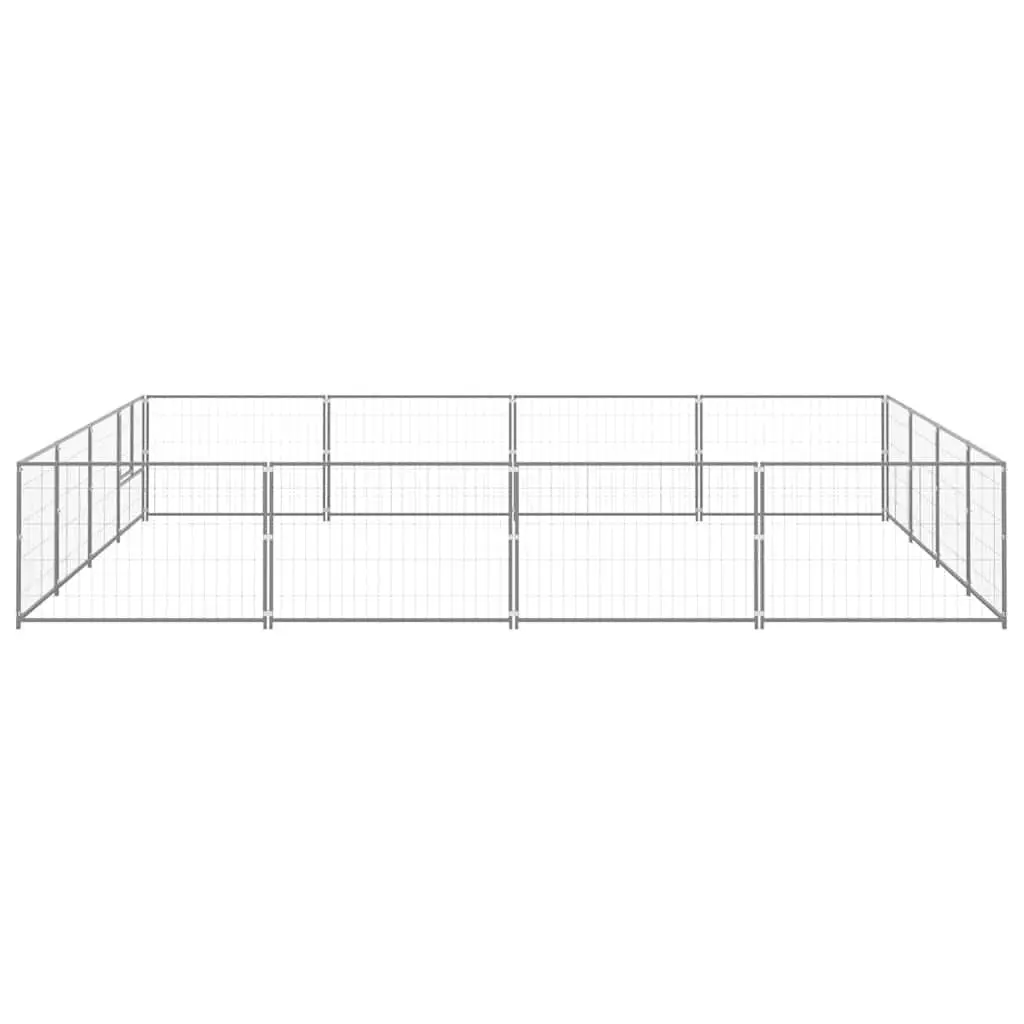 Dog Kennel Steel Construction 16 m² Outdoor Silver Wire Mesh Enclosure