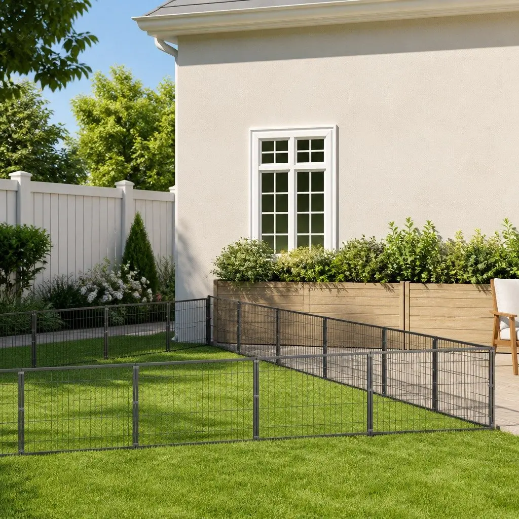 Dog Kennel Outdoor Pet Enclosure Steel Wire Mesh Exercise Run Playpen Large