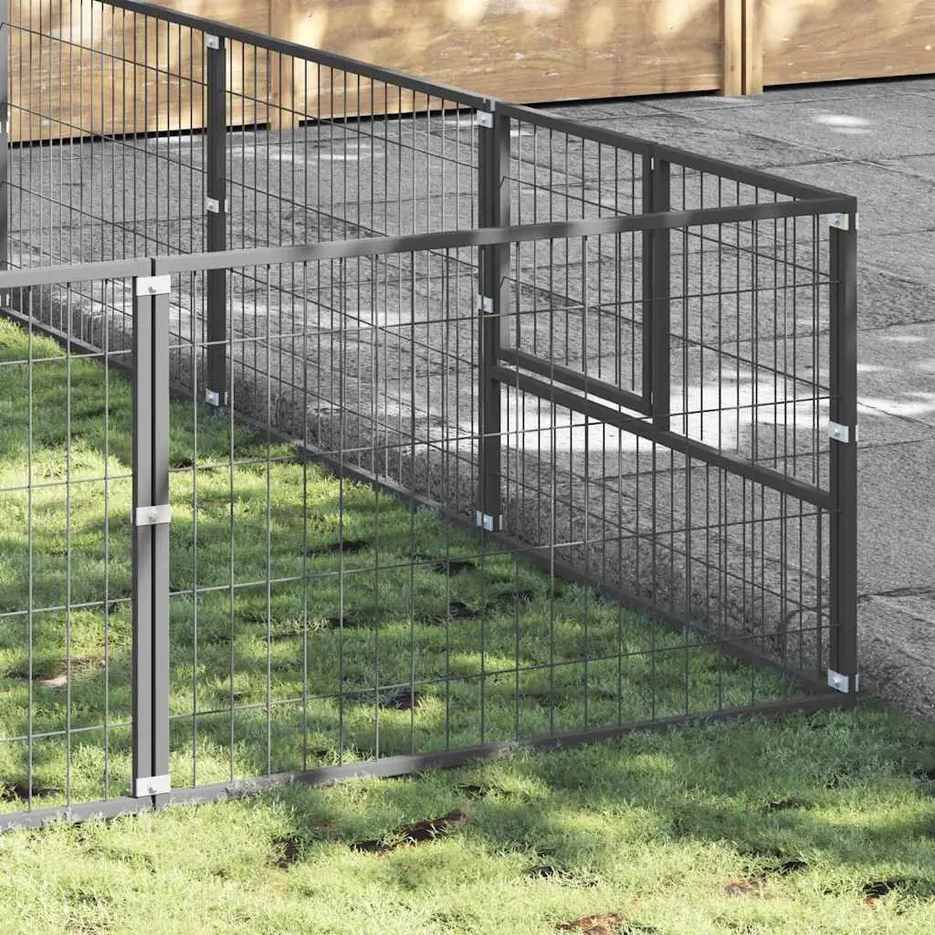 Dog Kennel Outdoor Pet Enclosure Steel Wire Mesh Cage Large Run Silver