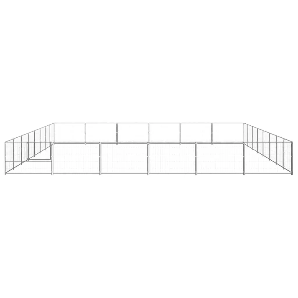 Dog Kennel Outdoor Pet Enclosure Steel Wire Mesh Cage Large Run Silver