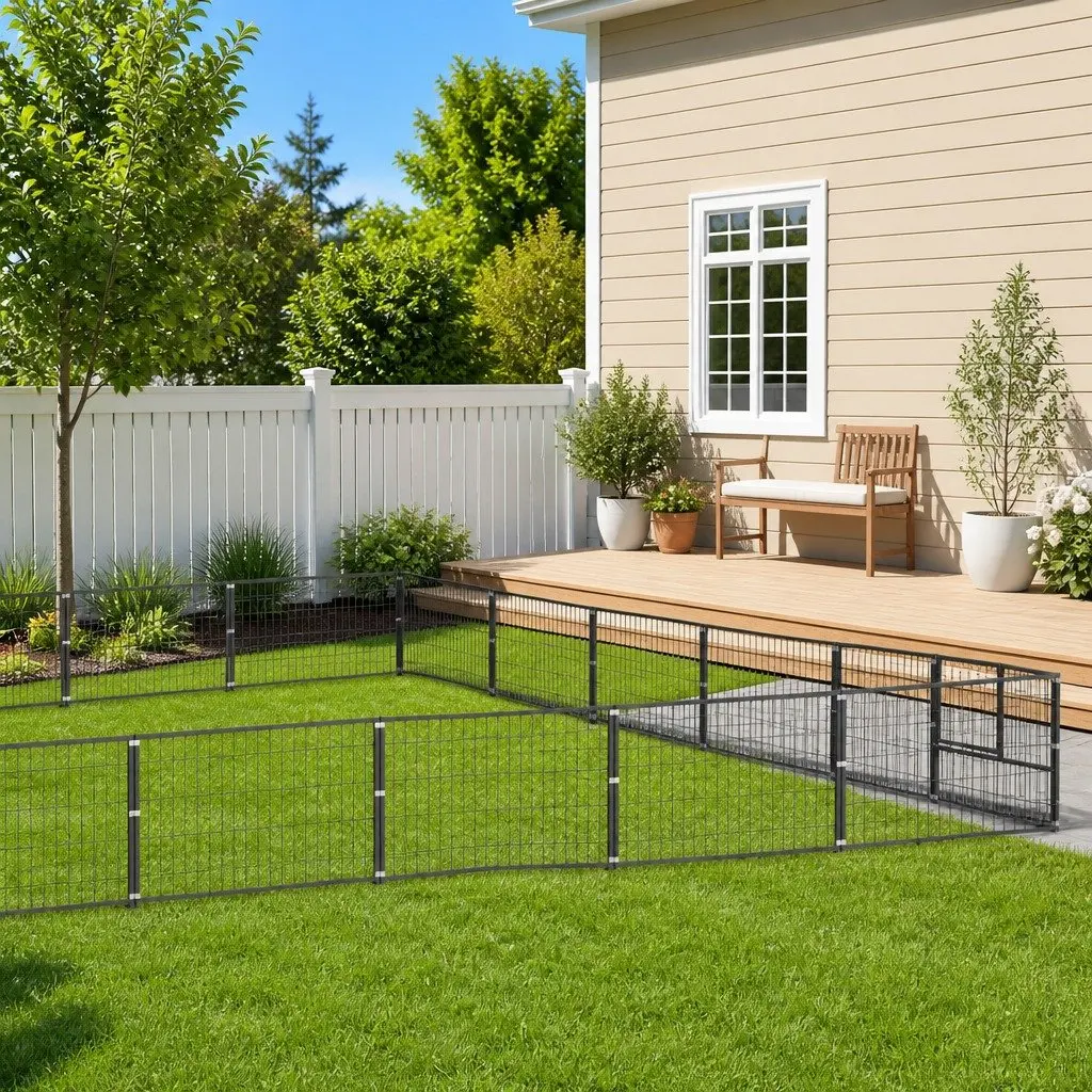 Dog Kennel Outdoor Pet Enclosure Steel Wire Mesh Large Exercise Run Pen