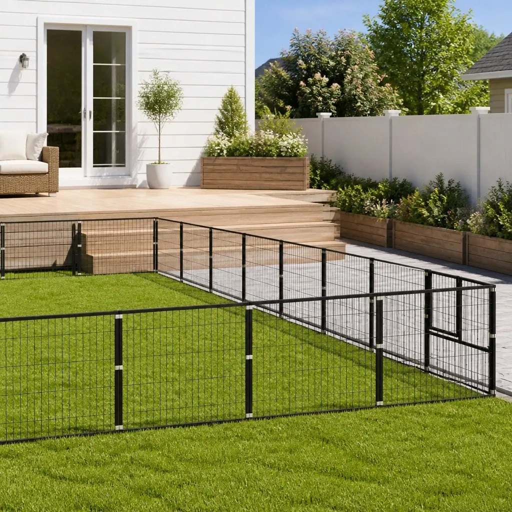 Dog Kennel Outdoor Pet Enclosure Steel Wire Mesh Run Cage Exercise Play Area