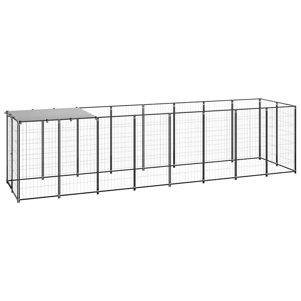 Dog Kennel Steel Wire Mesh Enclosure Large Black