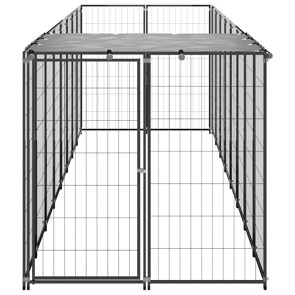 Dog Kennel Steel Wire Mesh Enclosure Large Black