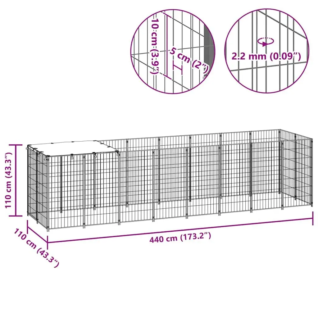 Dog Kennel Steel Wire Mesh Enclosure Large Black