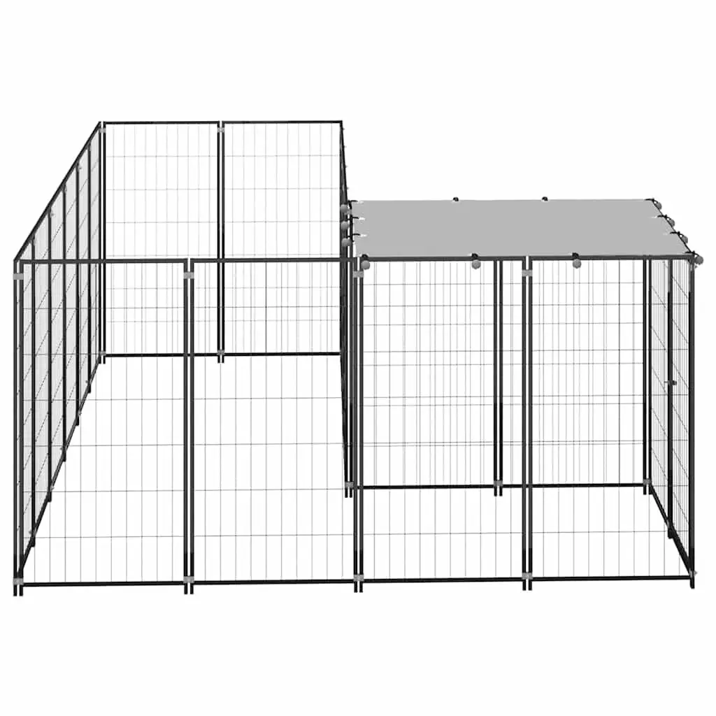 Dog Kennel Black Outdoor Steel Pet Enclosure Cage Run Large Exercise Space