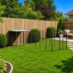 Dog Kennel Outdoor Steel Wire Mesh Enclosure Large Exercise Space Black Run