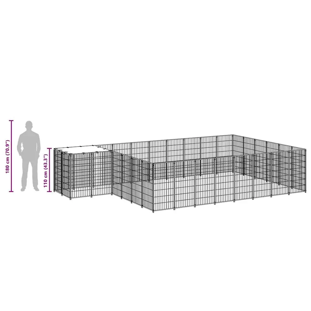 Dog Kennel Outdoor Steel Cage Enclosure Pet Run Exercise Pen Puppy Shelter