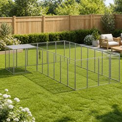 Practical Dog Kennel for Outdoor Use - 10.89 m² Silver