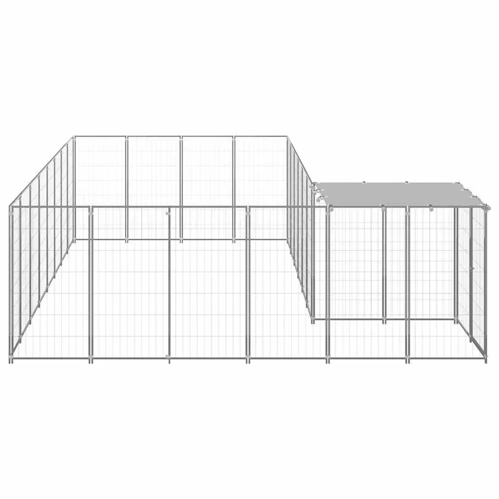 Dog Kennel Steel Wire Mesh 10.89 m² Outdoor Silver Pet Enclosure