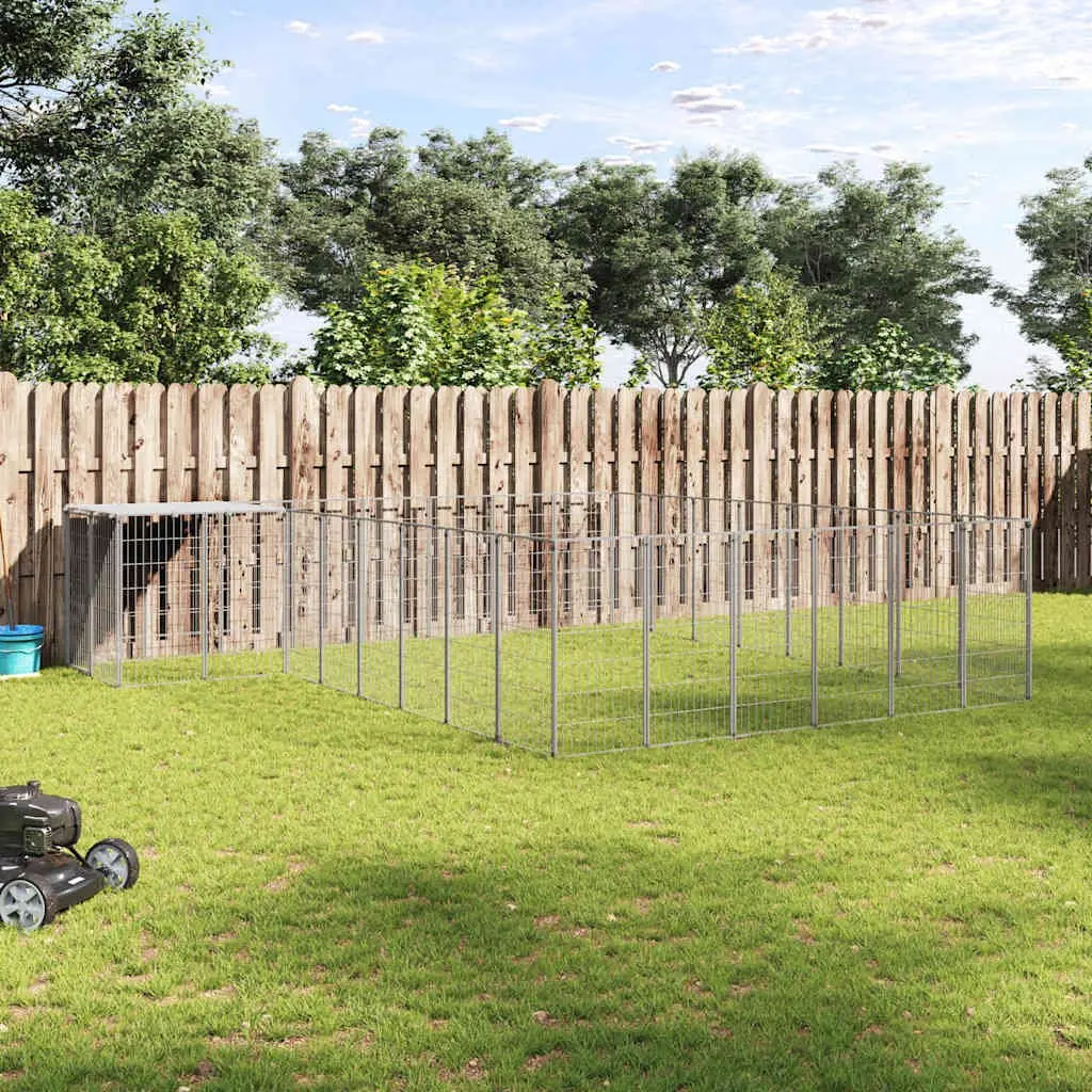 Dog Kennel Steel Outdoor Large Silver Mesh Enclosure