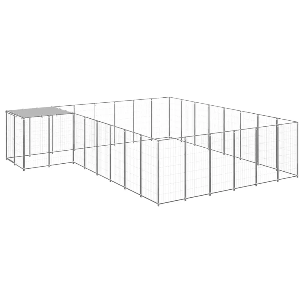 Dog Kennel Steel Outdoor Large Silver Mesh Enclosure