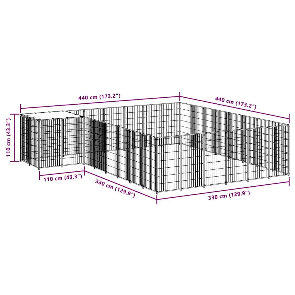 Dog Kennel Steel Outdoor Large Silver Mesh Enclosure