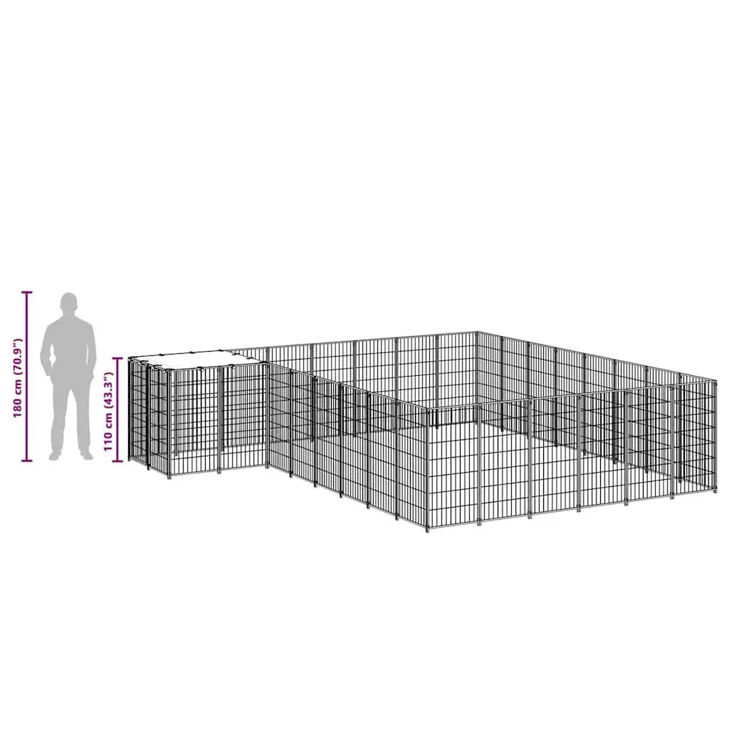 Dog Kennel Steel Outdoor Large Silver Mesh Enclosure