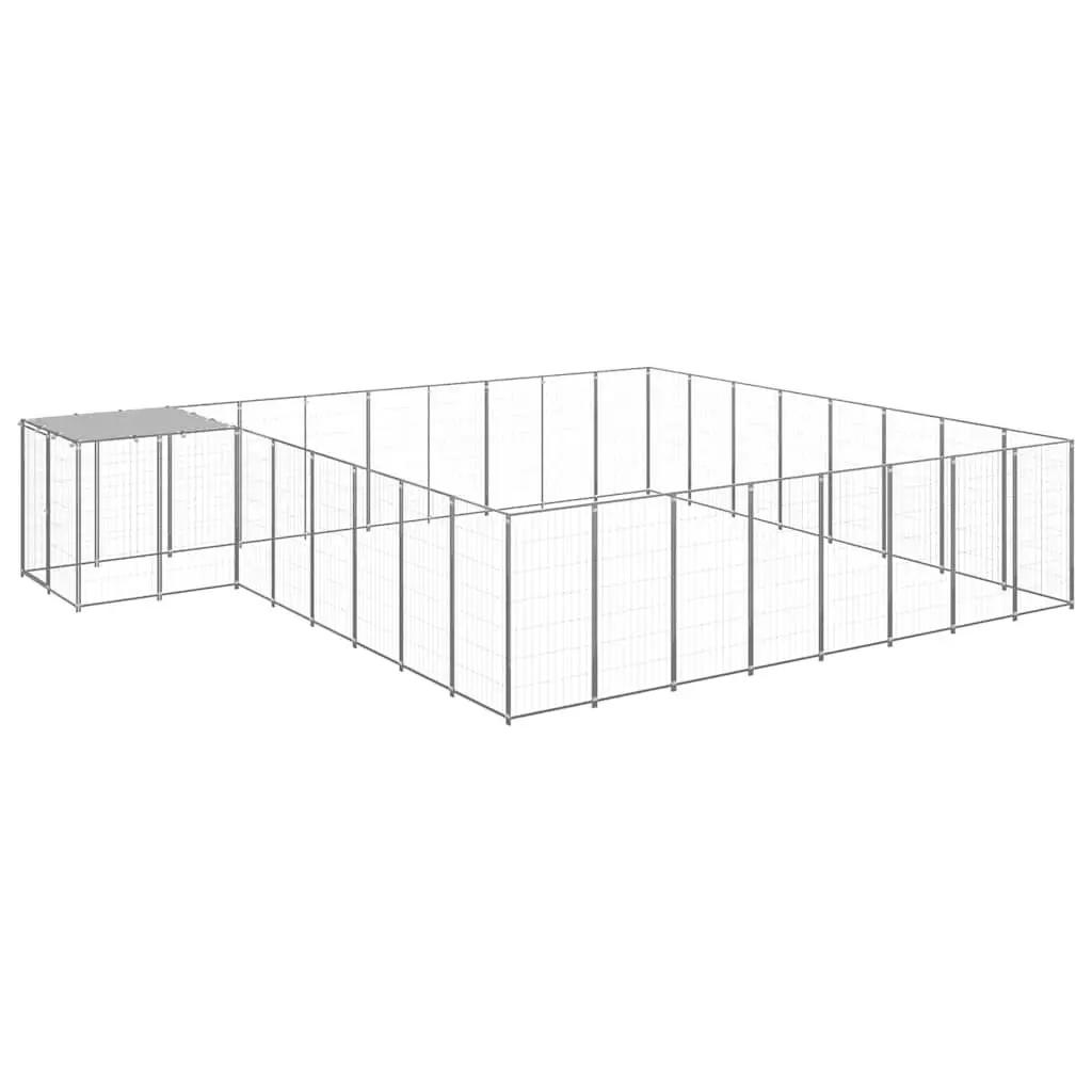 Large Outdoor Dog Kennel Steel Construction Exercise Run Silver Wire Mesh