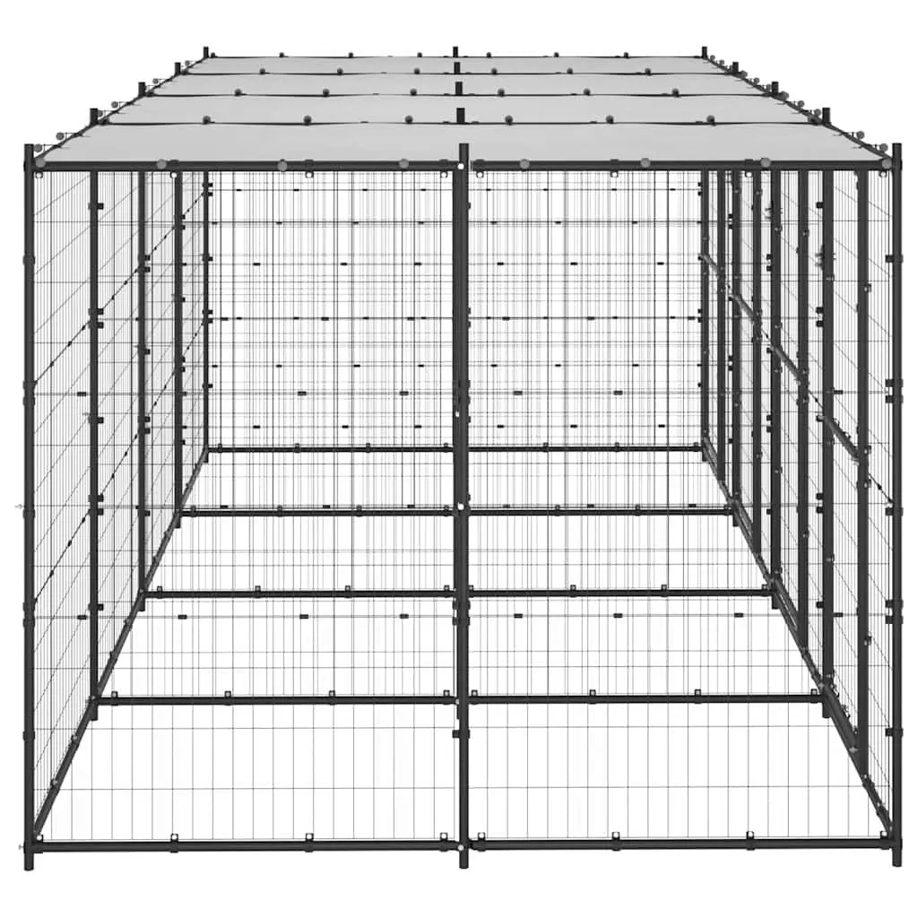 Outdoor Dog Kennel Steel Frame with Roof Water-Resistant Canopy Exercise Run