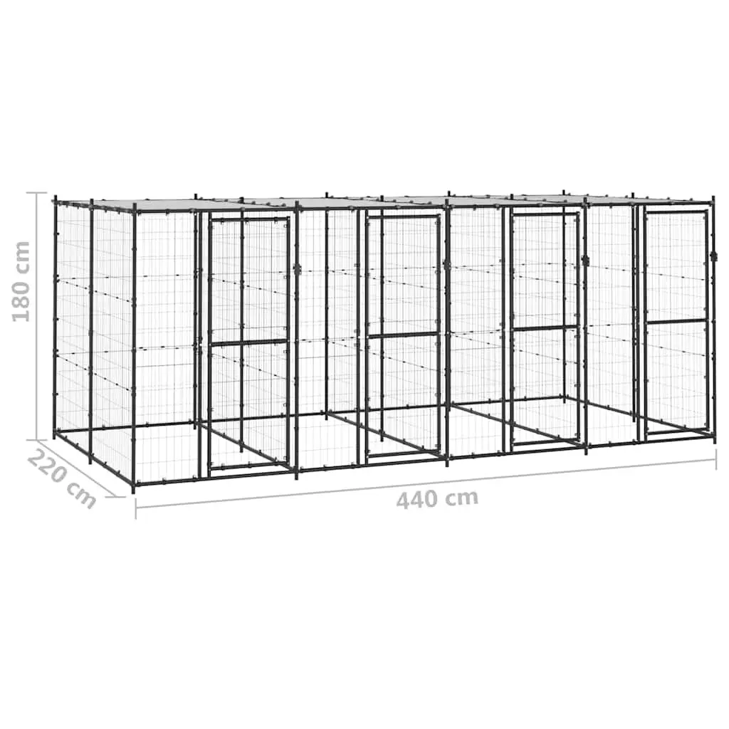Outdoor Dog Kennel Steel Frame with Roof Water-Resistant Canopy Exercise Run