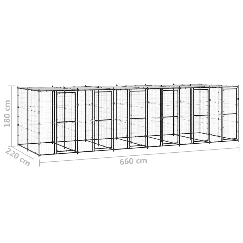 Outdoor Dog Kennel Steel Frame Roof Mesh Run Enclosure Exercise Playpen Secure