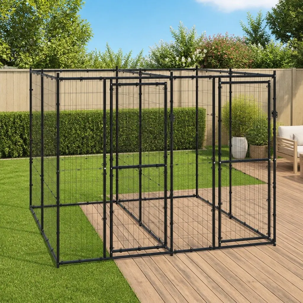 Outdoor Steel Mesh Dog Exercise Pen Black Training Enclosure 484m²