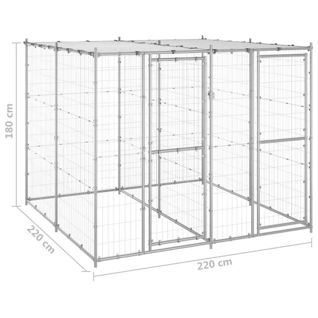 4.84 m² Outdoor Dog Kennel with Canopy
