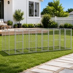 Dog Kennel Outdoor Run Enclosure Exercise Space Galvanised Steel Silver 12.1m²