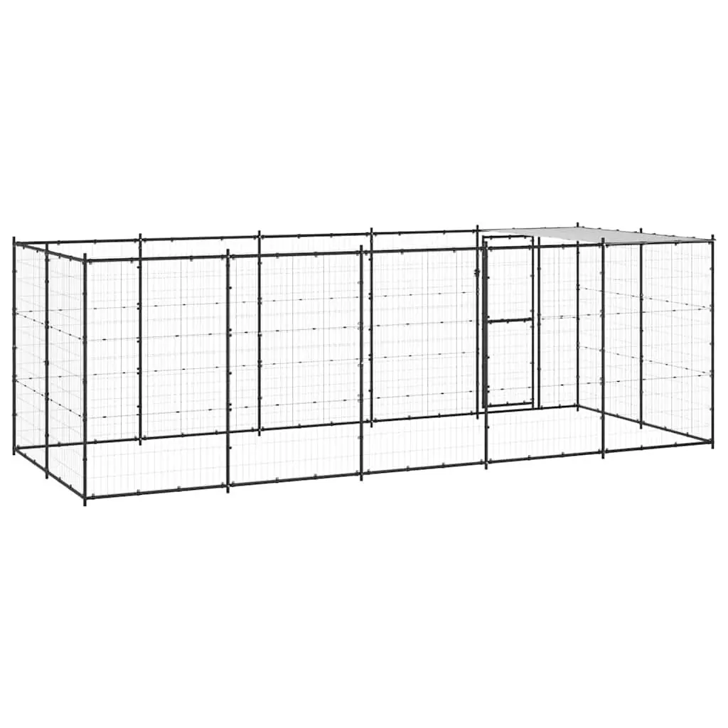 Dog Kennel Steel Outdoor Exercise Enclosure 12.1m² Black