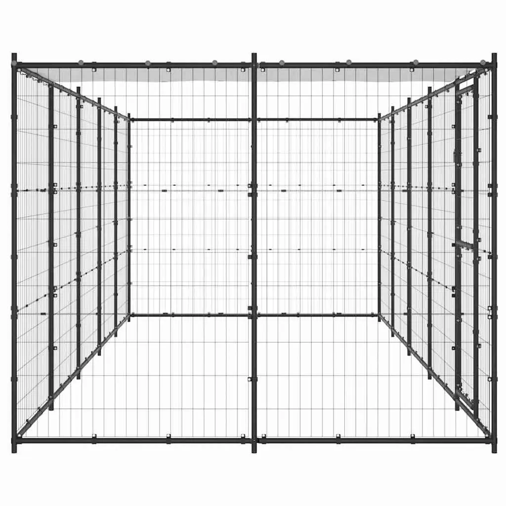 Dog Kennel Steel Outdoor Exercise Enclosure 12.1m² Black
