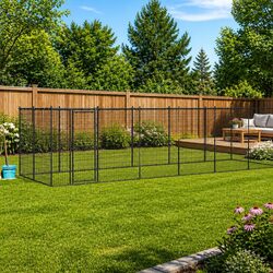Durable Outdoor Dog Kennel with Mesh Panels and Roof