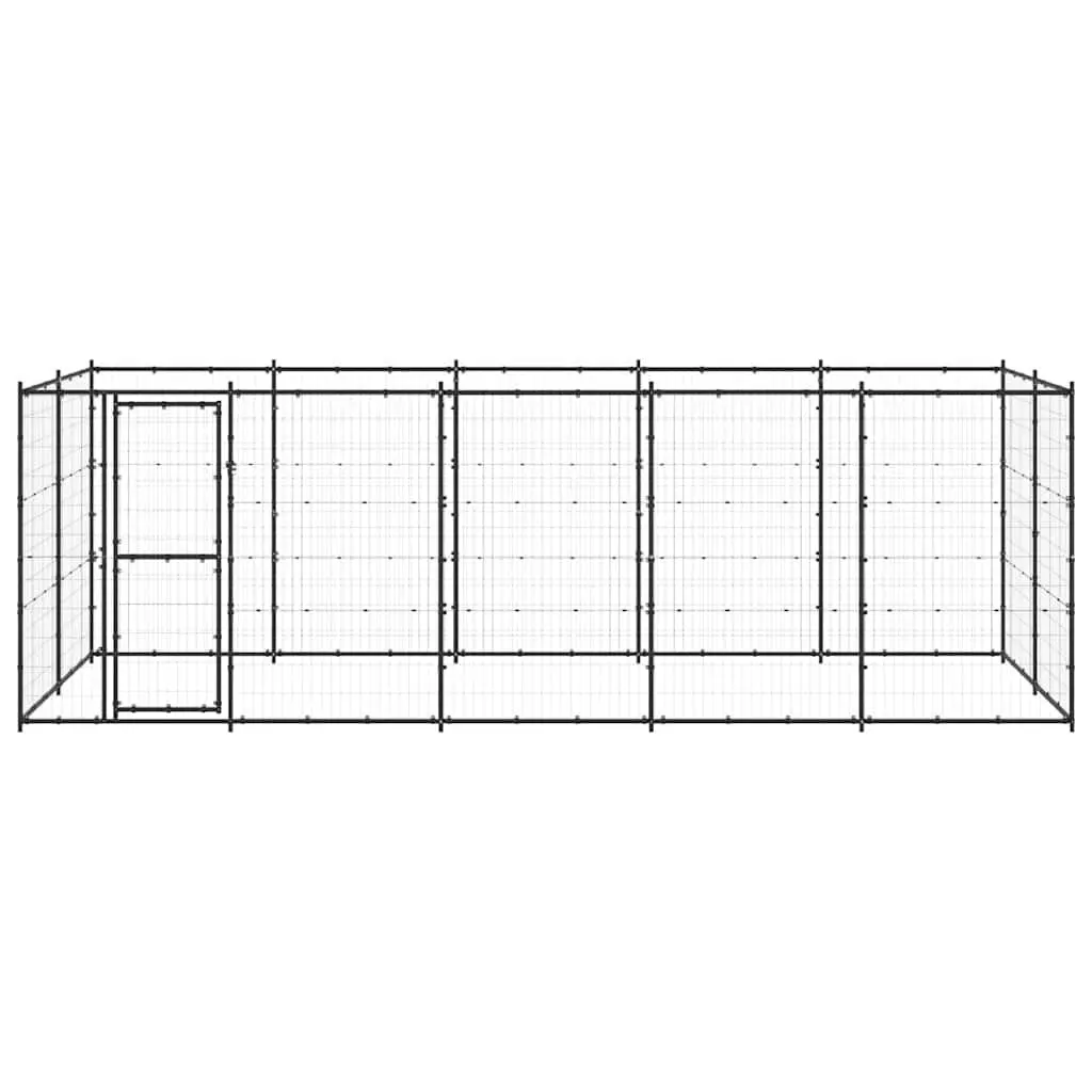 Dog Kennel Steel Outdoor Run Large Play Area Black Mesh Ventilation