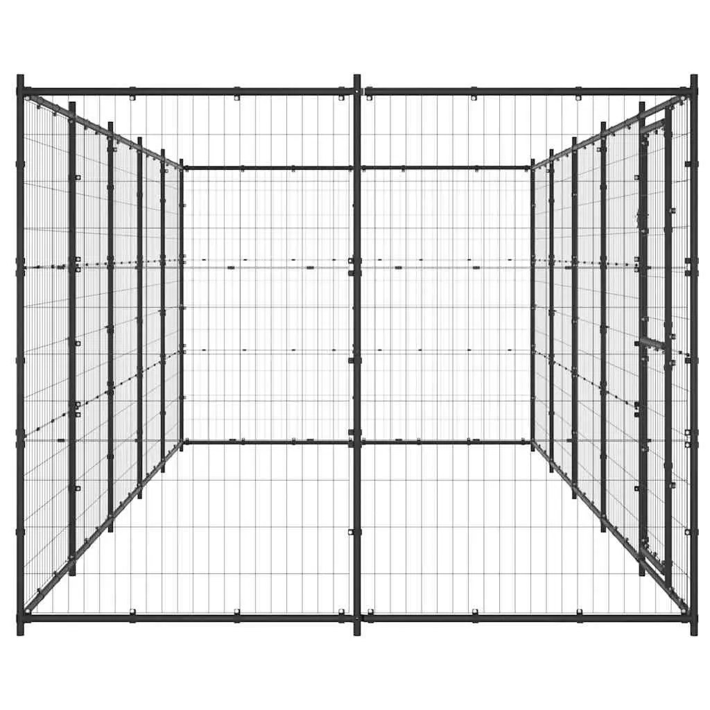 Dog Kennel Steel Outdoor Run Large Play Area Black Mesh Ventilation