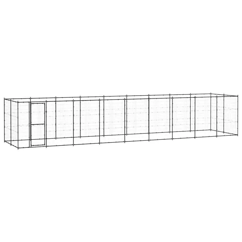Dog Kennel Outdoor Powder-coated Steel 21.78 m² Large Black Mesh Run Enclosure Exercise Play Pen