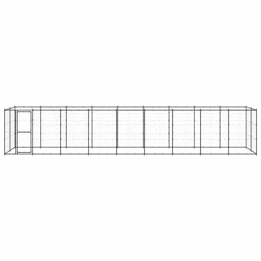 Dog Kennel Outdoor Powder-coated Steel 21.78 m² Large Black Mesh Run Enclosure Exercise Play Pen