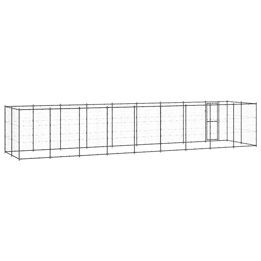 Dog Kennel Outdoor Powder-coated Steel 21.78 m² Large Black Mesh Run Enclosure Exercise Play Pen