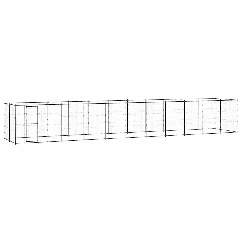 Dog Kennel Steel Enclosure 26.62 m² Outdoor Play Pen Black Mesh