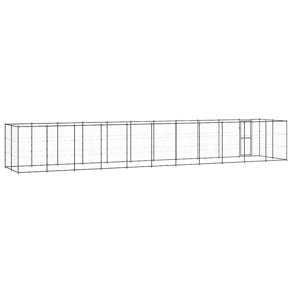 Dog Kennel Steel Enclosure 26.62 m² Outdoor Play Pen Black Mesh