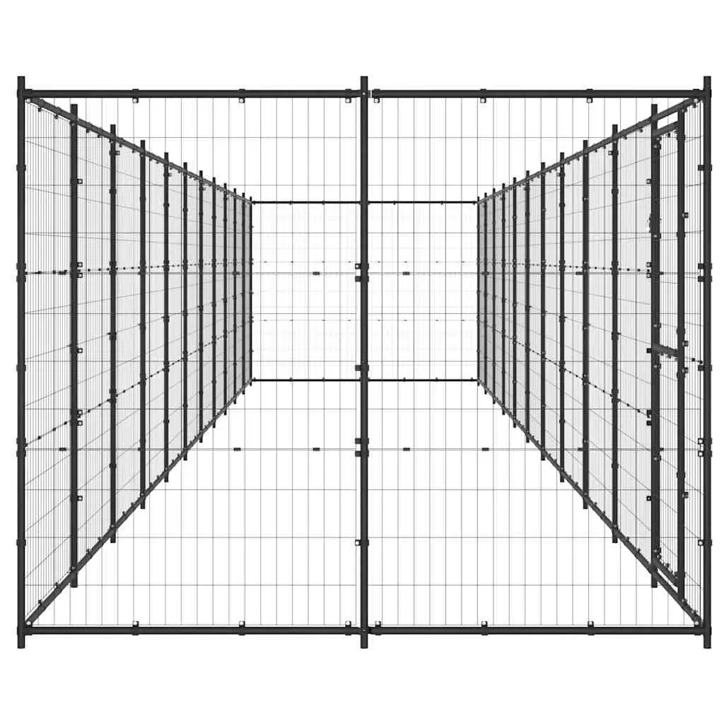 Dog Kennel Steel Enclosure 26.62 m² Outdoor Play Pen Black Mesh