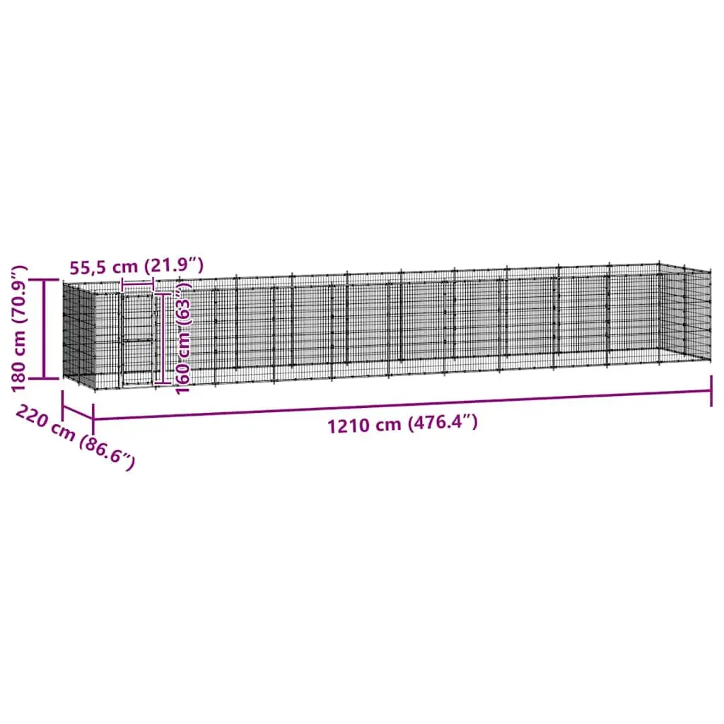 Dog Kennel Steel Enclosure 26.62 m² Outdoor Play Pen Black Mesh