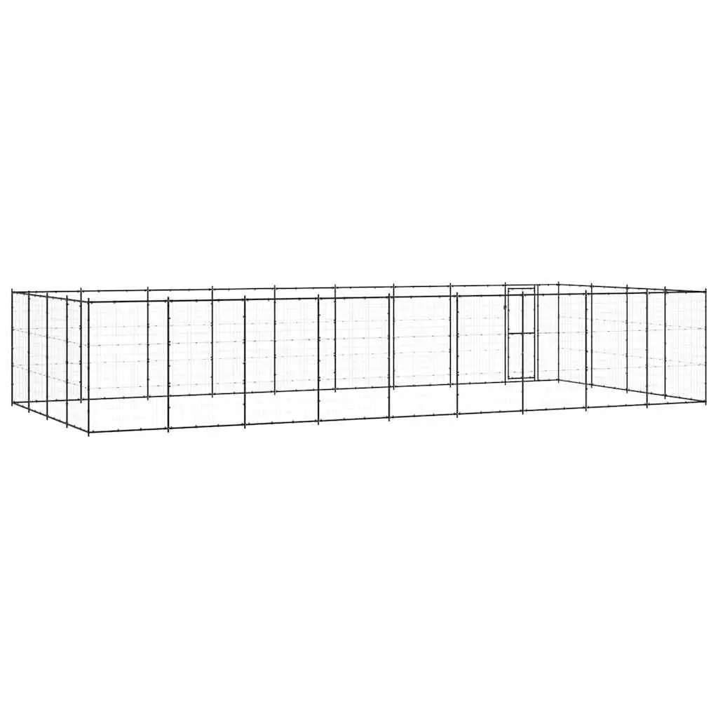 Large Outdoor Dog Kennel Steel Construction Exercise Playpen Black Mesh Ventilation