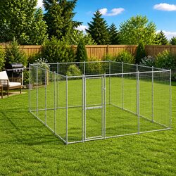 Dog Kennel Outdoor Run Exercise Pen Galvanised Steel Mesh Enclosure Large