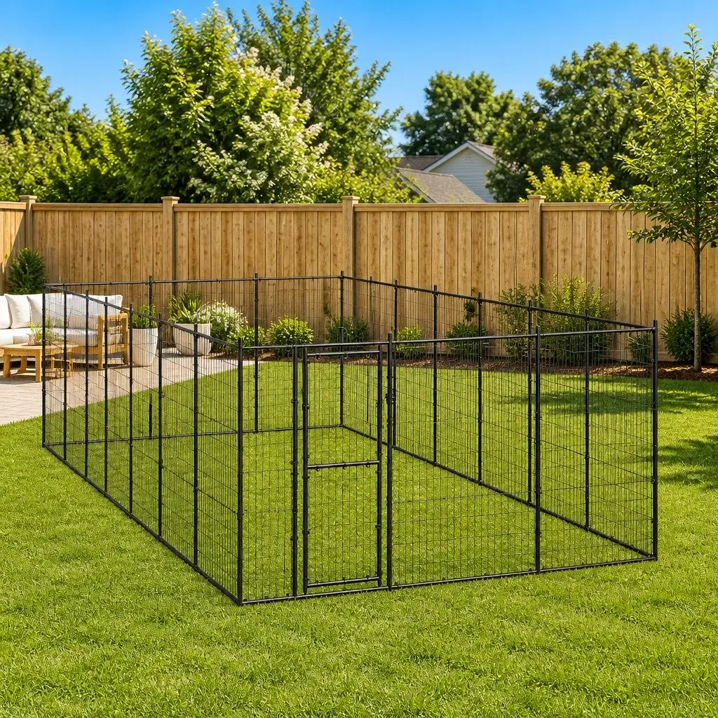 Dog Kennel Steel Mesh Outdoor Run 21.78 m² Black Exercise Pen