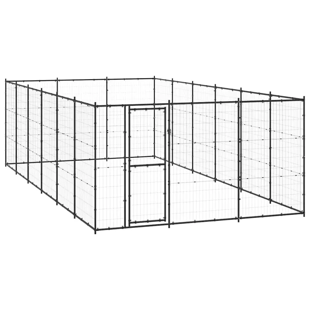 Dog Kennel Steel Mesh Outdoor Run 21.78 m² Black Exercise Pen