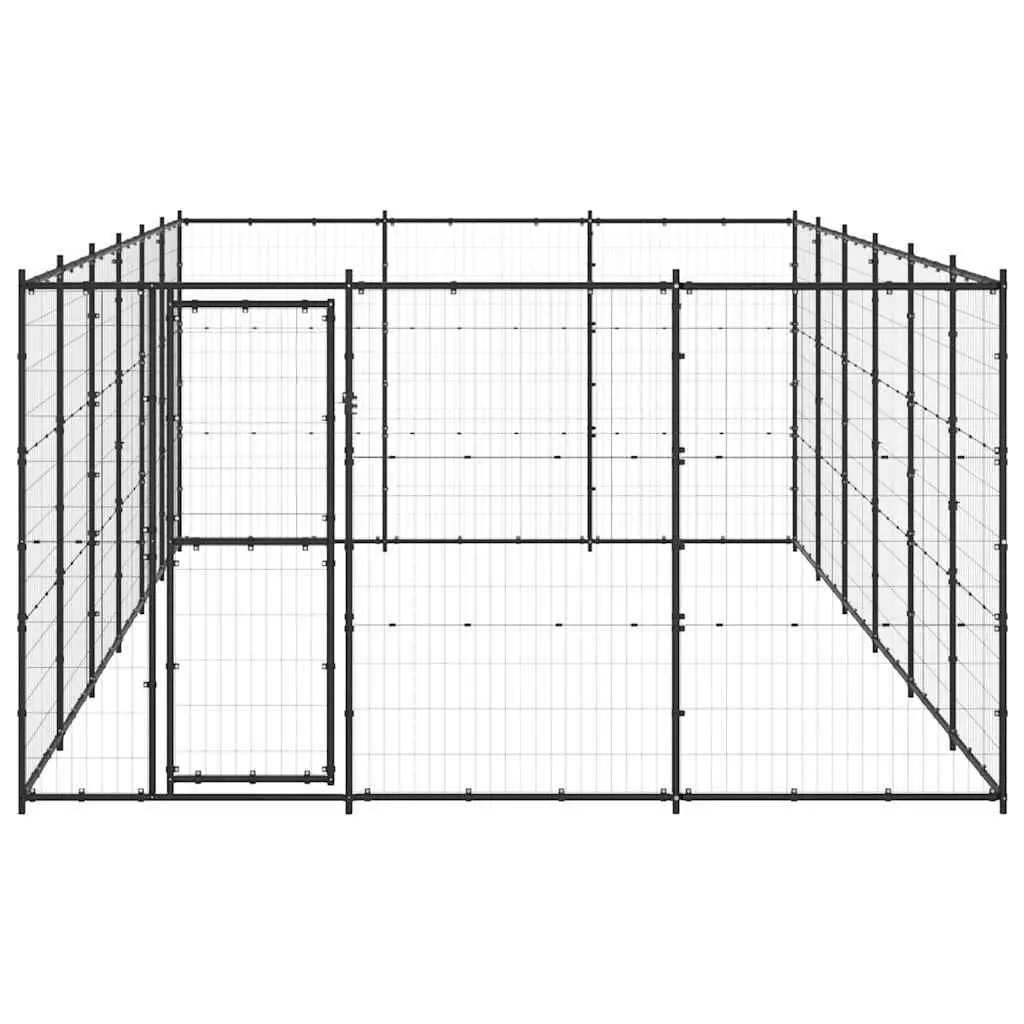 Dog Kennel Steel Mesh Outdoor Run 21.78 m² Black Exercise Pen